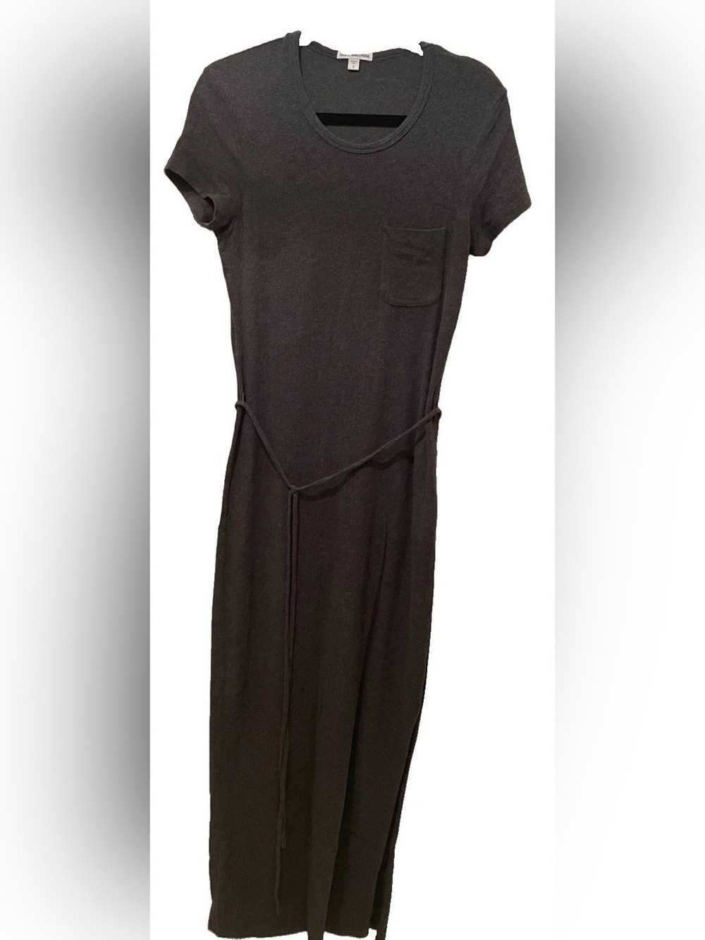 James Perse Dark Gray Maxi Dress with Waist Tie
